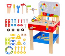 Vaikiškas medinis darbastalis su įrankių rinkiniu 48 vnt | Tooky TKC466